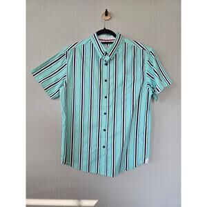 Eighth Avenue Striped Button Up Shirt Slim Fit Cotton Mint Green NWT Size M